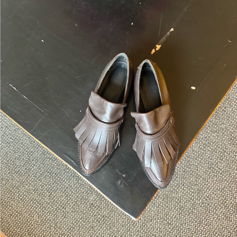 Tibi Women’s Brown Fringe Loafers - Picture 3 of 5